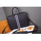 Counter genuine for sale [top original quality] LV Louis. Weideng men's briefcase Model 3336-1 (black between blue and white with lock) Size 39  7  29cm original factory production, must be a fine product Heavy gold play