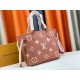 【Unique Real Home Shot】【NEVERFULL Medium Handbag】 m45684 m46329 Pink m40995 (Silkscreen) tote mm tote bag is made of embossed montano leather with cream monochrome stripes and LVs on a pink background. The versatile, loo