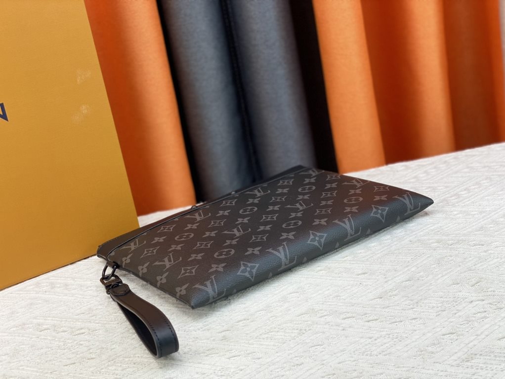 M81848 M81569 M82079 Exclusive! From Louis Vuitton's late 2022 Room with a View collection, the To-Go clutch is a poetic sunrise on Monogram Eclipse canvas, with floating clouds spelling out the LV logo and a vision of a