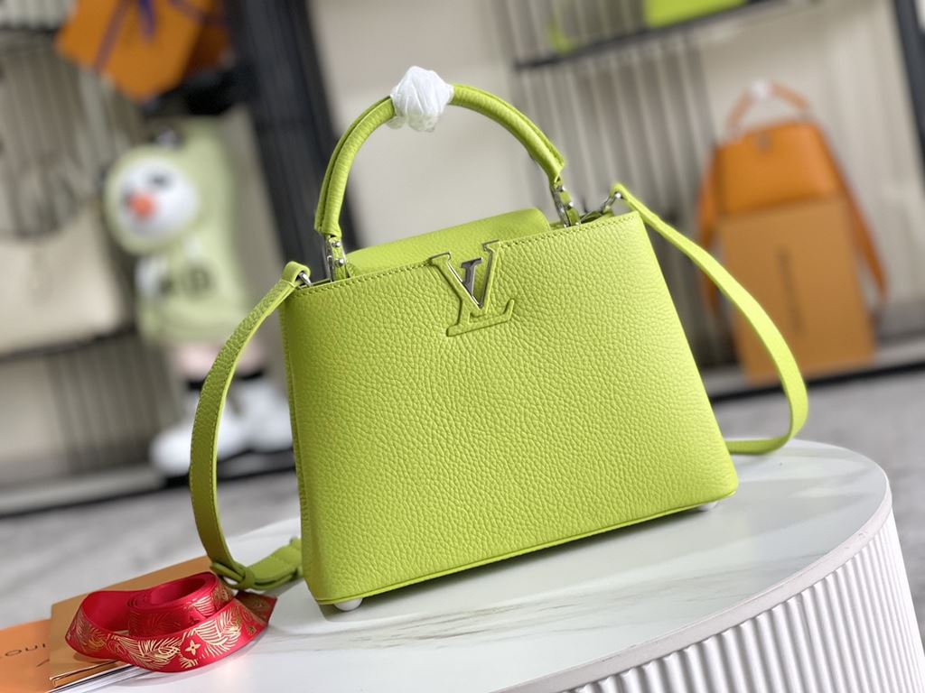 Premium with full set of counter packaging   [Premium Boutique Original Leather M56071 Small   Lemon Green with Silver Buckle]The first Louis Vuitton store opened on the Rue du Capucine in Paris, the Capucines are as tim