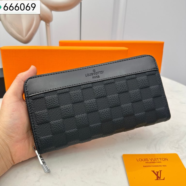 [Original] LV Louis Vuitton [Model] 666069 Small Wallet [Size] 19-10-2.5cm [Color] Black High-end quality (original authentic) [Material] LV Louis Vuitton Counter OEM Classic Original Imported   Cowhide Authentic Importe