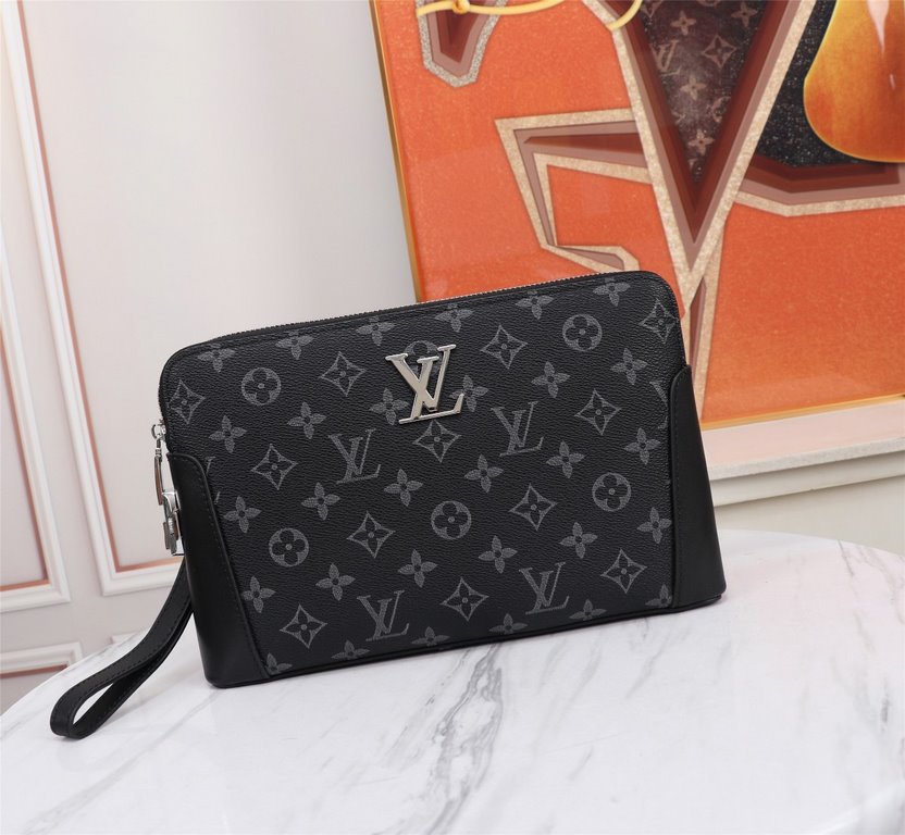 [Top original single quality] 2022 the latest models of combination lock LV single pull handbag European original imported cowhide sketched old flower iconic lines, using imported equipment production, fashion trend, cou