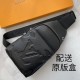 The latest style ＜LV＞ men's   chest bag   hot shipping   (physical photos   without adding any effect) original imported first layer cowhide   leather feel soft and comfortable   thoughtful design headphone cable drillin