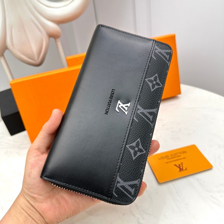 () [Original] LV Louis Vuitton  [Model] 666079 Small Wallet [Size] 19-10-2.5cm [Color] Black High-end quality (original authentic) [Material] Louis Vuitton Counter OEM Classics  Original imported   Cowhide  Genuine impor