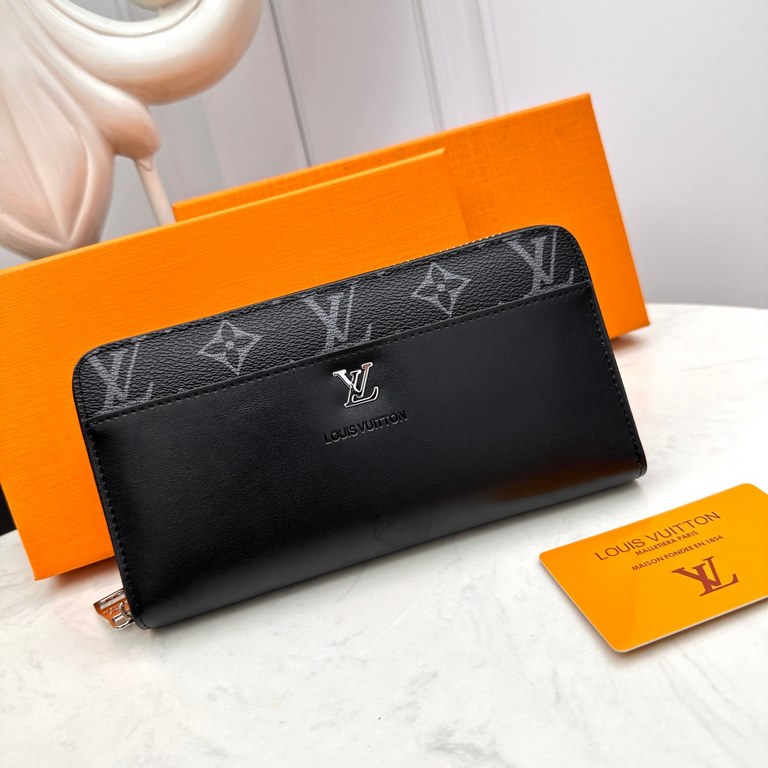 () [Original] LV Louis Vuitton  [Model] 666079 Small Wallet [Size] 19-10-2.5cm [Color] Black High-end quality (original authentic) [Material] Louis Vuitton Counter OEM Classics  Original imported   Cowhide  Genuine impor