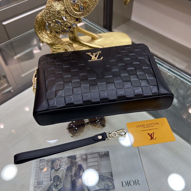 LOUIS VUITTON (Louis Vuitton   )   Haute Couture Men's Clutch Series Top imported cowhide embossed with combination lock, double pull design, senior tailor Cubic tailoring perfect shape Hand on the hand with excellent ef