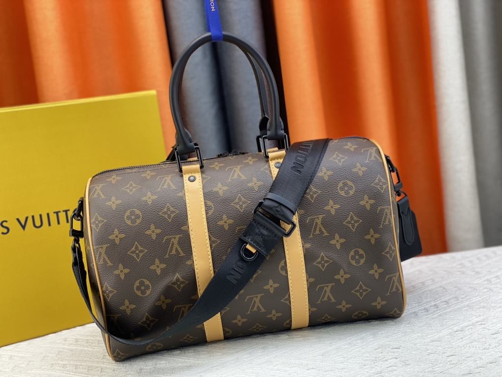 Upgraded from the original M22765 full leather M46655 grams This Keepall 35 travel bag features full Monogram embossing in Monogram Shadow leather with matte metal pieces for a minimalist design, and cabin luggage sizes 