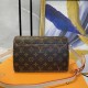 New LV Old Flower With Leather Flap Shoulder Crossbody Bag, Model 66832 , With Shoulder Strap, 2021 Spring New Fashion Women's Bags Shoulder Bag Old Flower Leather Shoulder Leather Handbag with Leather Strap, Internal Th