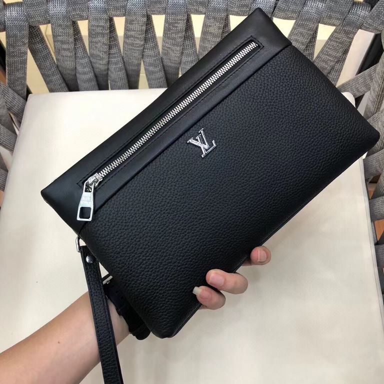 LV Strong] Fashion Casual Clip Bag    Imported Leather The market is the only home of a five sex gold Please recognize the quality quasi-quality Not the same amount of quality is not a kind of temperament, 8066 Color Bla