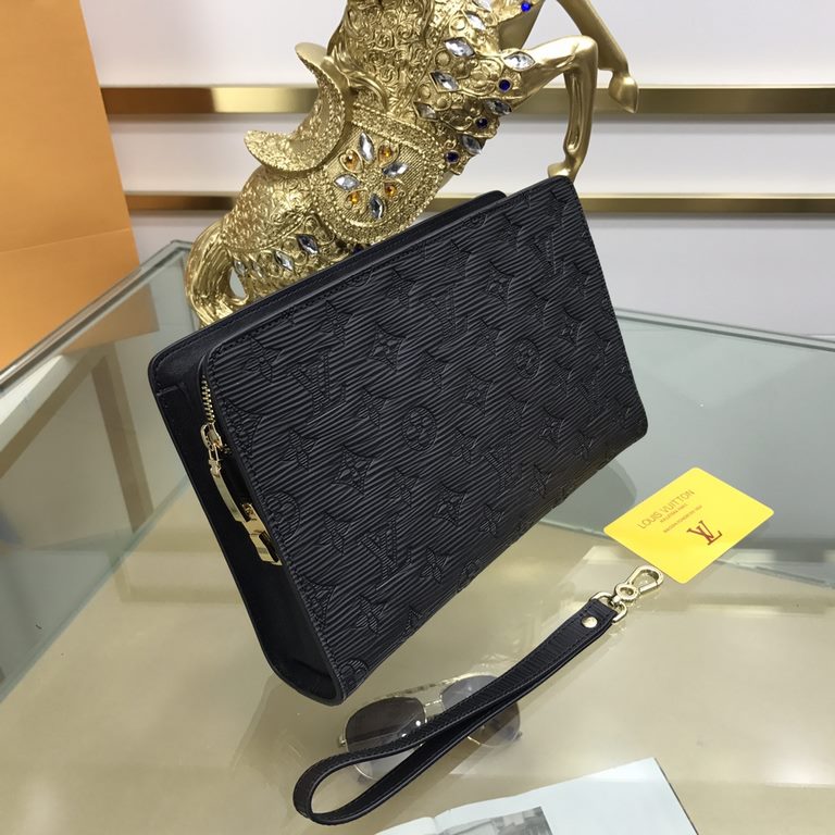 New  LOUIS VUITTON (Louis Vuitton)   2022 latest clutch bag Not only the bag type to do well, and the quality is also very fine, the use of imported cowhide embossed production, hardware supporting with a combination of 