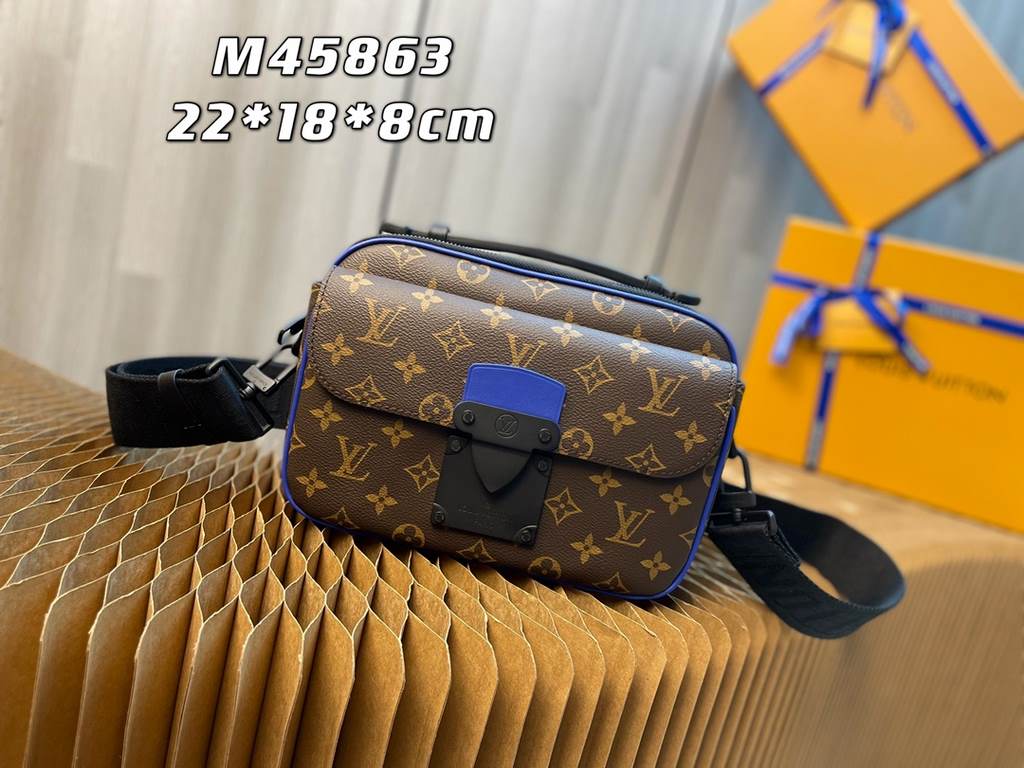 Top quality original [Exclusive photo Model No. M45863 】S Lock messenger bag is made of Monogram Macassar canvas, and the new closure is inspired by the suitcase closure designed by Georges Vuitton in 1886. A special fin