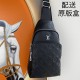 The latest style ＜LV＞ men's   chest bag   hot shipping   (physical photos   without adding any effect) original imported first layer cowhide   leather feel soft and comfortable   thoughtful design headphone cable drillin