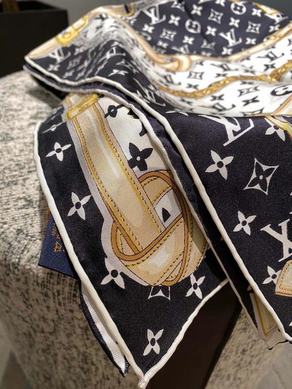 Lv...Chain flower.Lv2023 Counter sale models 9090  16 m top silk square scarf ...... 2 colors in stock... ...must-have items for air-conditioned rooms in spring and fall