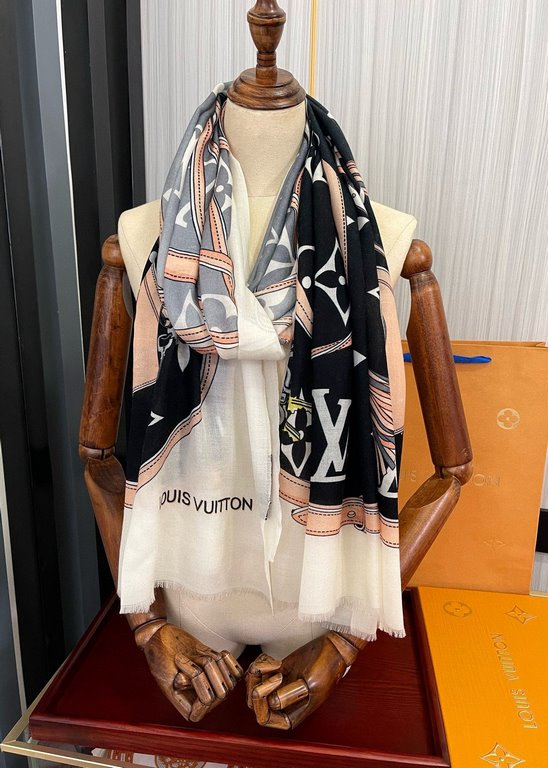 New LV2024 latest models   top design is too beautiful, truly awesome   [ring velvet long scarf]    physical genuinely beautiful   shawl with prints      regardless of the design of the airbrush are very well in place   