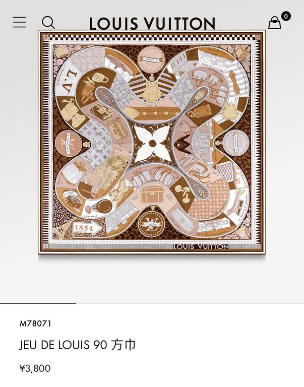 SLV2312  Original Lv [Board Game Pattern] 90cm silk square scarf, inspired by Louis Vuitton's collection of board game motifs, incorporates elements such as chess pieces and dice into the classic Monogram and Damier patt