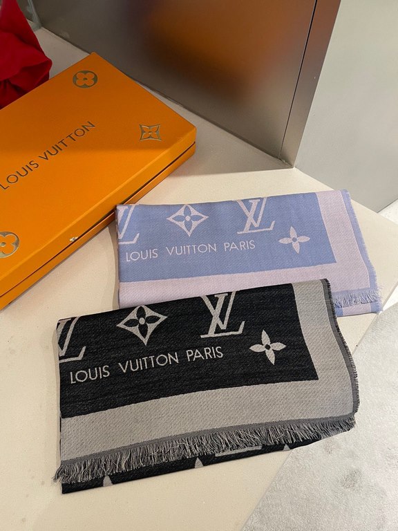 LV jacquard scarf truly awesome  original 11 customized   Miss LV long scarf taken from a fine, lightweight silk-wool blend, eye-catching presentation of the Monogram pattern and tasseled edges, and more Louis Vuitton lo