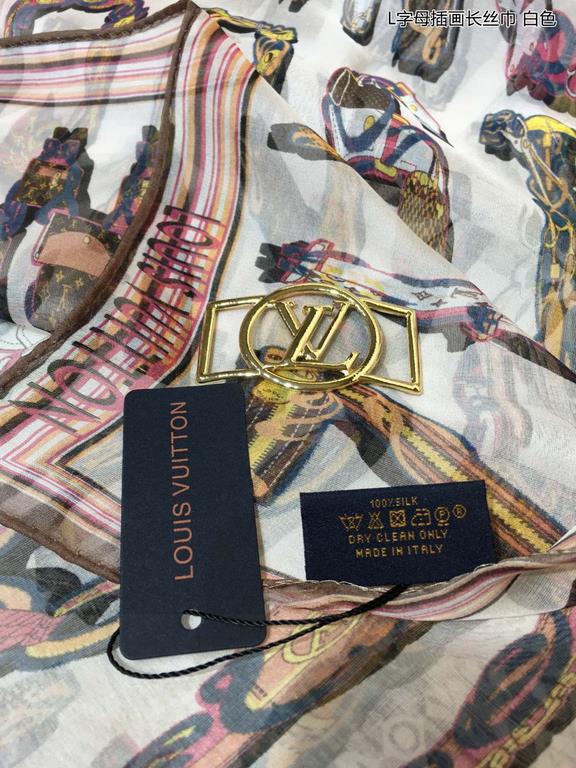 Beautiful    (with silk scarf buckle) Imperial Hall of Fame superb donkey  counter in the sale 【L letter illustration long silk scarf 】, the full width of the monogram staged in a colorful color contrast, with polished L