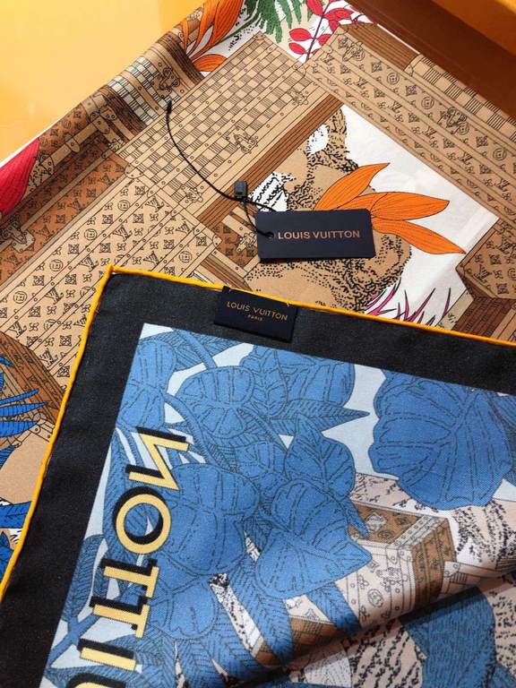 Price  SLV2333   original single Lv counter in the sale of [Enchanted Forest box making history] 90cm silk square scarf, the square scarf back to Louis Vuitton's box making history, to tell a fascinating story of the bra