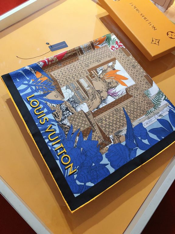 Price  SLV2333   original single Lv counter in the sale of [Enchanted Forest box making history] 90cm silk square scarf, the square scarf back to Louis Vuitton's box making history, to tell a fascinating story of the bra