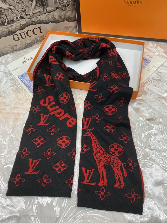 (LV) original single quality Imperial Hall of Fame superb donkey! Autumn and winter counter in the sale of top cashmere knitted scarf. With exquisite simple pattern combination into a classic pattern beautiful to the ext