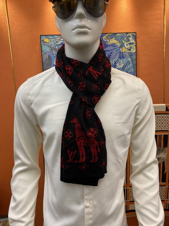 (LV) original single quality Imperial Hall of Fame superb donkey! Autumn and winter counter in the sale of top cashmere knitted scarf. With exquisite simple pattern combination into a classic pattern beautiful to the ext