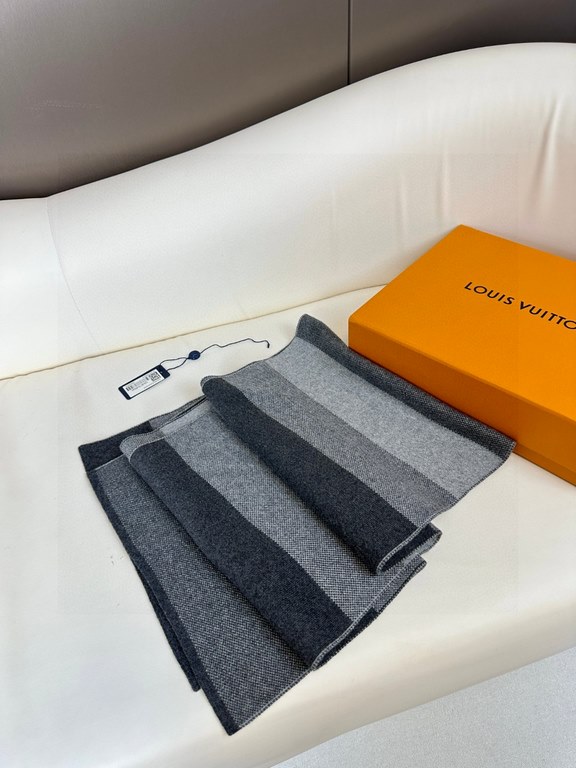 Price 2023 Lv pop-up arrives! Knitted stripes]  Universal scarf for men and women, low-key color scheme more enjoyable fashion high-end, 100% knitted cashmere classic stripes knitted   scarf   high cutting-edge products 