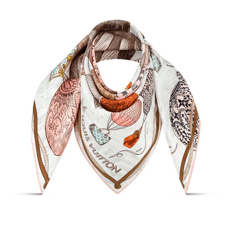 Price  SLV2330  Original Lv [Hot Air Balloon] 90cm Silk Square Scarf, newly added to the U Price   and Away collection, pays homage to Louis Vuitton's travel heritage. Silk-screening process engraved with rich details, d