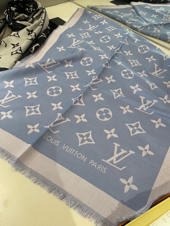 LV jacquard scarf truly awesome  original 11 customized   Miss LV long scarf taken from a fine, lightweight silk-wool blend, eye-catching presentation of the Monogram pattern and tasseled edges, and more Louis Vuitton lo