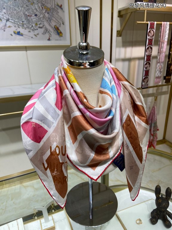 Truly awesome   Donkey House [Parisian Style Jacquard 90] Silk Jacquard Square Scarf, LV Mgionary 90 Square Scarf depicts the Parisian landscape outside the window and tells the story of Louis Vuitton's travel sentiments