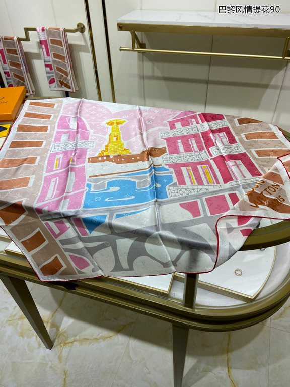 Truly awesome   Donkey House [Parisian Style Jacquard 90] Silk Jacquard Square Scarf, LV Mgionary 90 Square Scarf depicts the Parisian landscape outside the window and tells the story of Louis Vuitton's travel sentiments