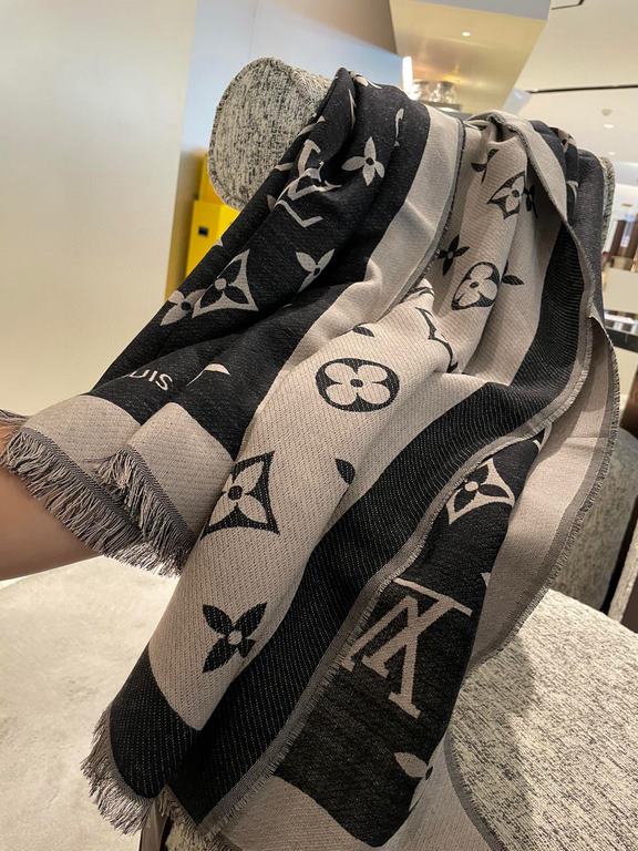 LV jacquard scarf truly awesome  original 11 customized   Miss LV long scarf taken from a fine, lightweight silk-wool blend, eye-catching presentation of the Monogram pattern and tasseled edges, and more Louis Vuitton lo