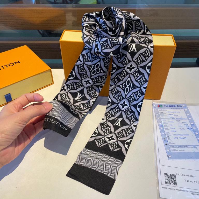 P New, LV staple double layer silk hair ties . Mixed counter come   VIP recommended   real fashion items, tribute to the classic. Can be used as a scarf or hair tie, can also be tied in the bag handle. ~Ties. Bow tie. Va