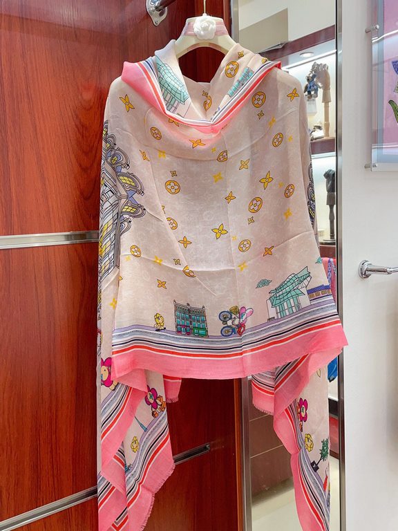 Price   new on   counter synchronization   LV new [Sunflower   long scarf] to attention gesture about the Louis Vuitton bloodline travel spirit and pattern fusion Monogram elements gathered in the center, is the love of 