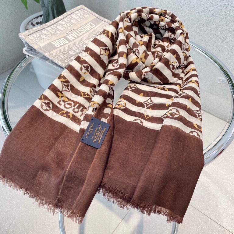 LV scarf truly awesome  original 11 customized   Miss LV long scarf taken from fine lightweight cashmere, eye-catching presentation of the Monogram pattern and tassel trim, but also the Louis Vuitton logo embellished bot