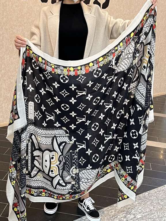 lv counter new [animal theme cattle long scarf]   beautiful [tears] Royal Hall of Fame level superb  2022 new counter on sale Classic logo pattern design style   plus rich Gucci themed characteristic elements of the tige