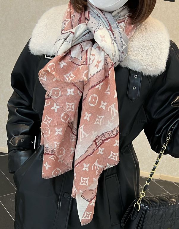 Will glow bright scarf 2023 spring new limited series popping to la LV original single authentic. Early fall staple models. Wear Le Tout Paris long scarf LV bags and the bottom of the logo rich details, more feminine cha