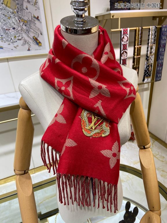 In stock    Baby Dragon   Welfare is here     Louis Vuitton channel exclusive special newest model - 2023 the most reddest and hottest [Chinese Zodiac Dragon Long Scarf] is here  Precious Dragon LV Essential Scarf to wel