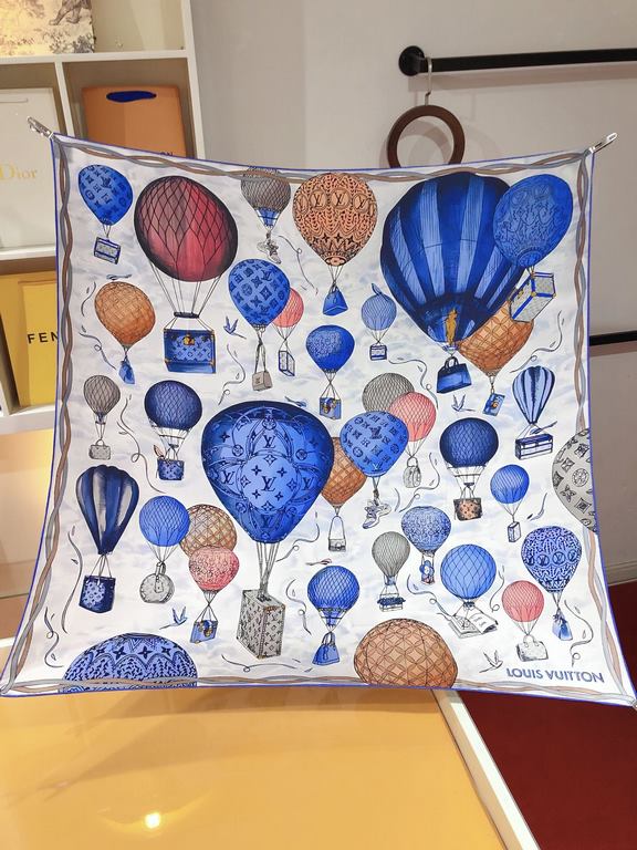 Price  SLV2330  Original Lv [Hot Air Balloon] 90cm Silk Square Scarf, newly added to the U Price   and Away collection, pays homage to Louis Vuitton's travel heritage. Silk-screening process engraved with rich details, d