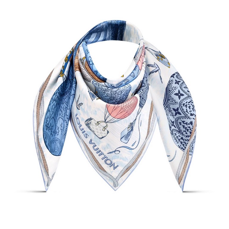 Price  SLV2330  Original Lv [Hot Air Balloon] 90cm Silk Square Scarf, newly added to the U Price   and Away collection, pays homage to Louis Vuitton's travel heritage. Silk-screening process engraved with rich details, d