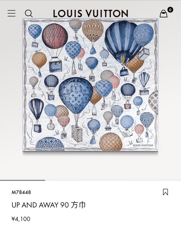 Price  SLV2330  Original Lv [Hot Air Balloon] 90cm Silk Square Scarf, newly added to the U Price   and Away collection, pays homage to Louis Vuitton's travel heritage. Silk-screening process engraved with rich details, d