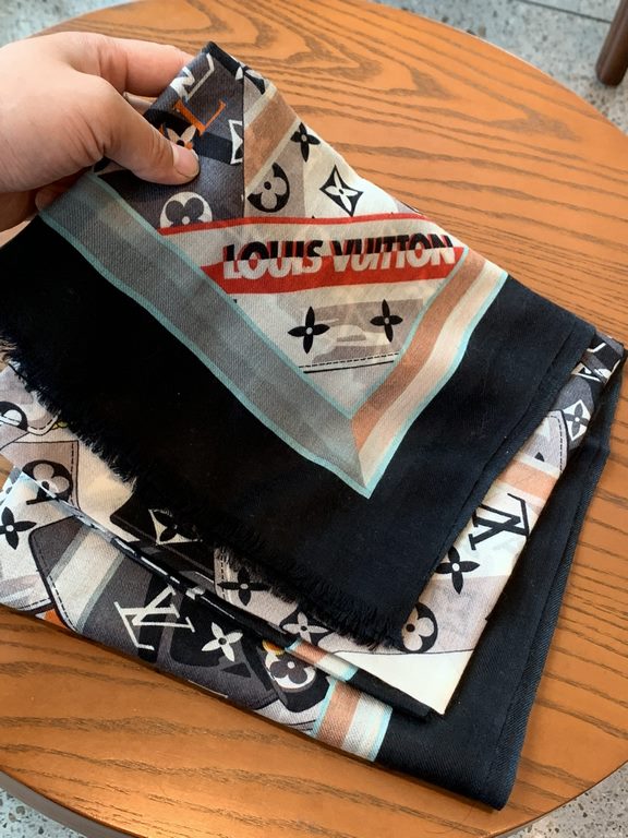 Cashmere long scarf  counter synchronization truly praise   donkey family [money clip pattern long scarf], Personally LV long scarf with Louis Vuitton money clip pattern depicting interlocking textures, which is embellis