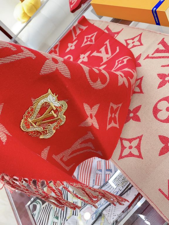 Price.  [High-end original embroidered patch] The Precious Dragon LV Essential scarf welcomes the Lunar New Year with classic elements from the brand. The wool is infused with a Monogram jacquard pattern, and the coiled 