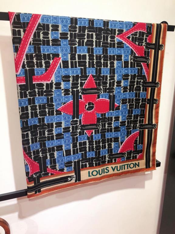 Price RLV2341  Original Lv square scarf in 140cm velvet is a creative take on a Louis Vuitton icon, with the Monogram pattern in three-dimensional relief, overlaid with large Monogram florals designed to catch the eye of