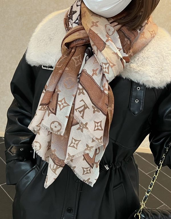 Will glow bright scarf 2023 spring new limited series popping to la LV original single authentic. Early fall staple models. Wear Le Tout Paris long scarf LV bags and the bottom of the logo rich details, more feminine cha