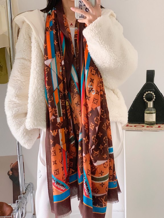 Cashmere long scarf  counter synchronization truly praise   donkey family [money clip pattern long scarf], Personally LV long scarf with Louis Vuitton money clip pattern depicting interlocking textures, which is embellis