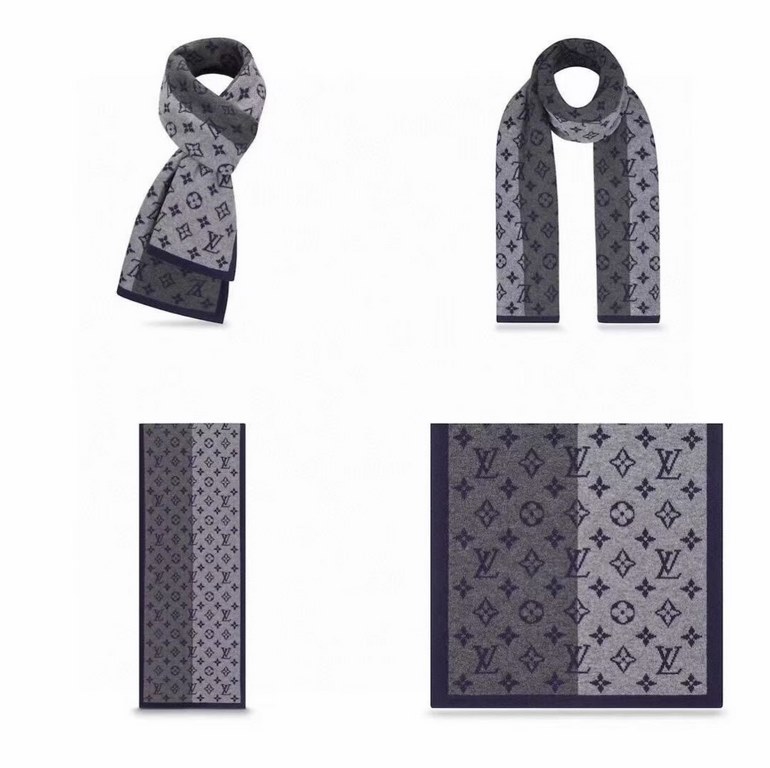 Price [  very stable! Synchronized counter, LV men's high-end cashmere scarf! Can be formal, can be casual, very Classical men's design. This weaving method is more difficult, and very costly yarn, double-sided four colo