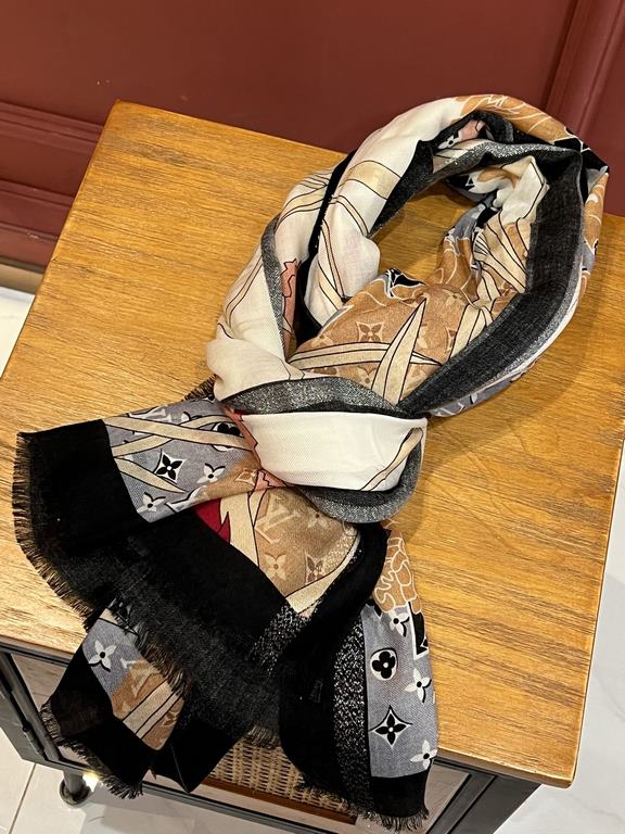 Will glow bright scarf 2023 spring new limited series popping to la LV original single authentic. Early fall staple models. Wear Le Tout Paris long scarf LV bags and the bottom of the logo rich details, more feminine cha