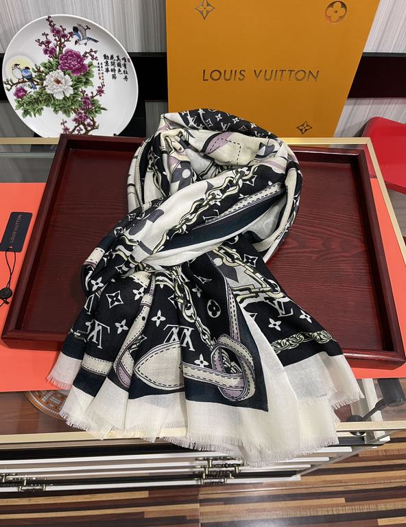 New 2023, LV [300 pcs cashmere long scarf] physical genuinely beautiful   shawl with print   regardless of the design of the airbrush are very in place   details are visible   the entire scarf gives people a big brand au