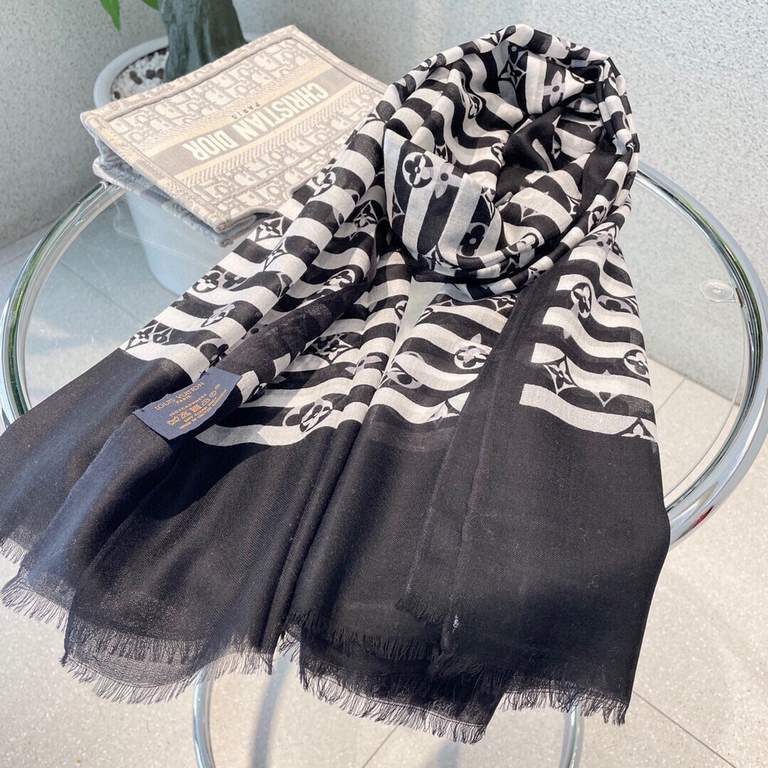 LV scarf truly awesome  original 11 customized   Miss LV long scarf taken from fine lightweight cashmere, eye-catching presentation of the Monogram pattern and tassel trim, but also the Louis Vuitton logo embellished bot