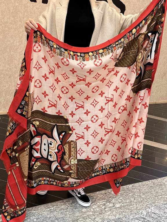 lv counter new [animal theme cattle long scarf]   beautiful [tears] Royal Hall of Fame level superb  2022 new counter on sale Classic logo pattern design style   plus rich Gucci themed characteristic elements of the tige